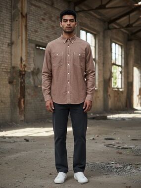 Buffalo Jackson Cotton Light Brown Button Up Shirt New with Tags XXL